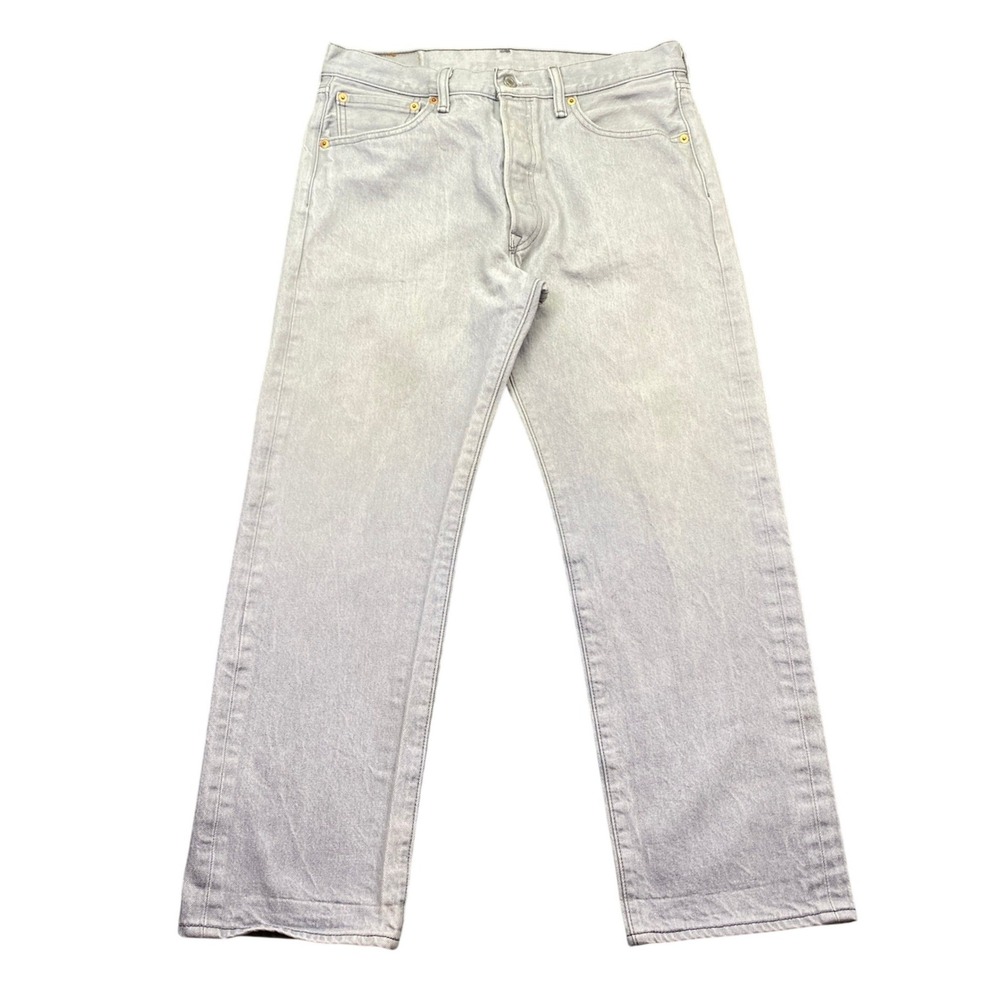 Levis 501 Original Fit Jeans Grey Straight Leg Button Fly Mens Sz 34 Grunge